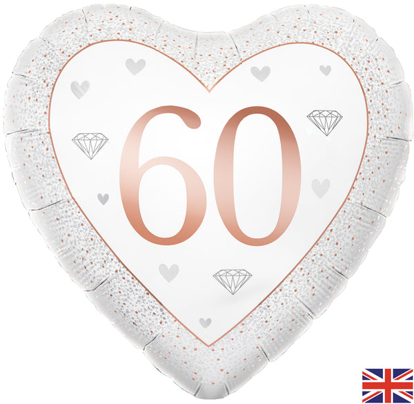 18" HEART HAPPY 60TH ANNIVERSARY DIAMOND FOIL