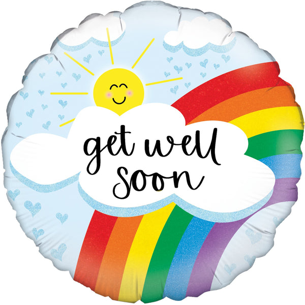 18" GET WELL SOON RAINBOW HOLOGRAPHIC FOIL
