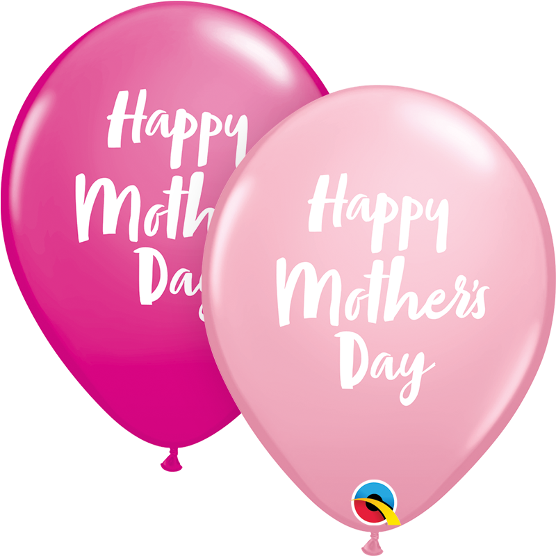 11" ROUND PINK & BERRY MOTHER'S DAY SCRIPT LATEX (25 PER BAG)