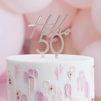HELLO 50TH CAKE TOPPER ROSE GOLD