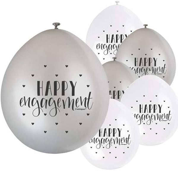 9" HAPPY ENGAGEMENT LATEX BALLOONS (NECK-DOWN) (10 PER PACK)