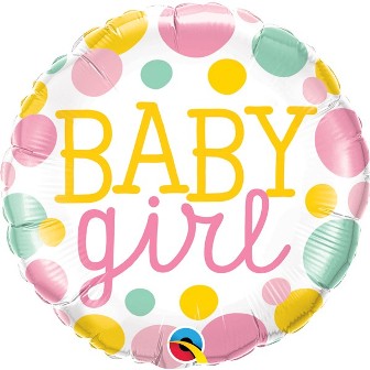 18" BABY GIRL DOTS FOIL
