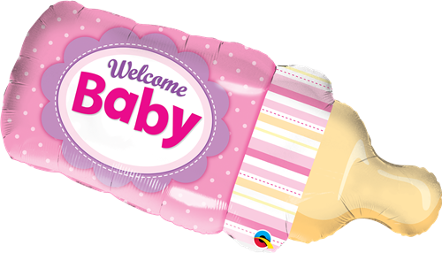 39" WELCOME BABY BOTTLE PINK FOIL