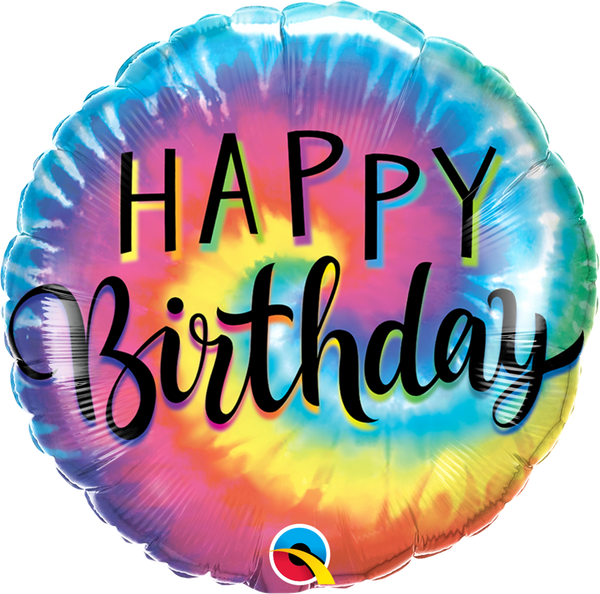 Qualatex 18914 Happy Birthday Tye Dye Swirls Foil