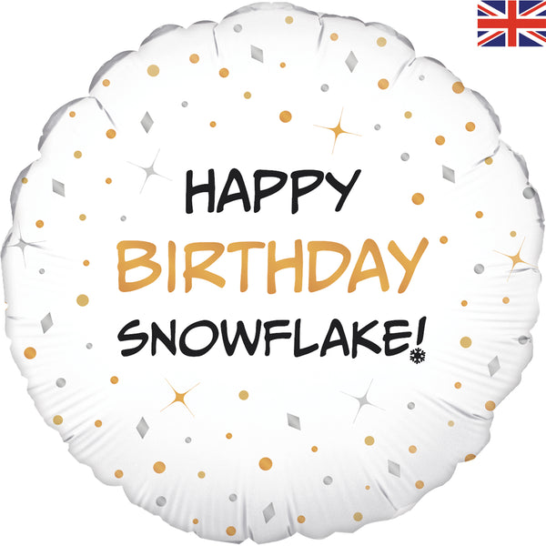 18" ROUND HAPPY BIRTHDAY SNOWFLAKE FOIL