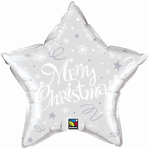 Qualatex 99818 Merry Christmas Star Silver Foil