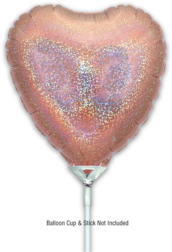 Oaktree 9" Holographic Rose Gold Heart Foil
