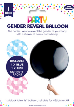 16” GENDER REVEAL LATEX BALLOON WITH 2 X PACKS OF 7G CONFETTI