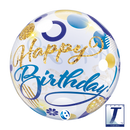 22" SINGLE BUBBLE BIRTHDAY BLUE & GOLD DOTS