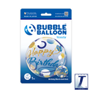 22" SINGLE BUBBLE BIRTHDAY BLUE & GOLD DOTS
