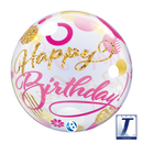 22" SINGLE BUBBLE BIRTHDAY PINK & GOLD DOTS