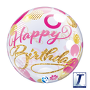 22" SINGLE BUBBLE BIRTHDAY PINK & GOLD DOTS