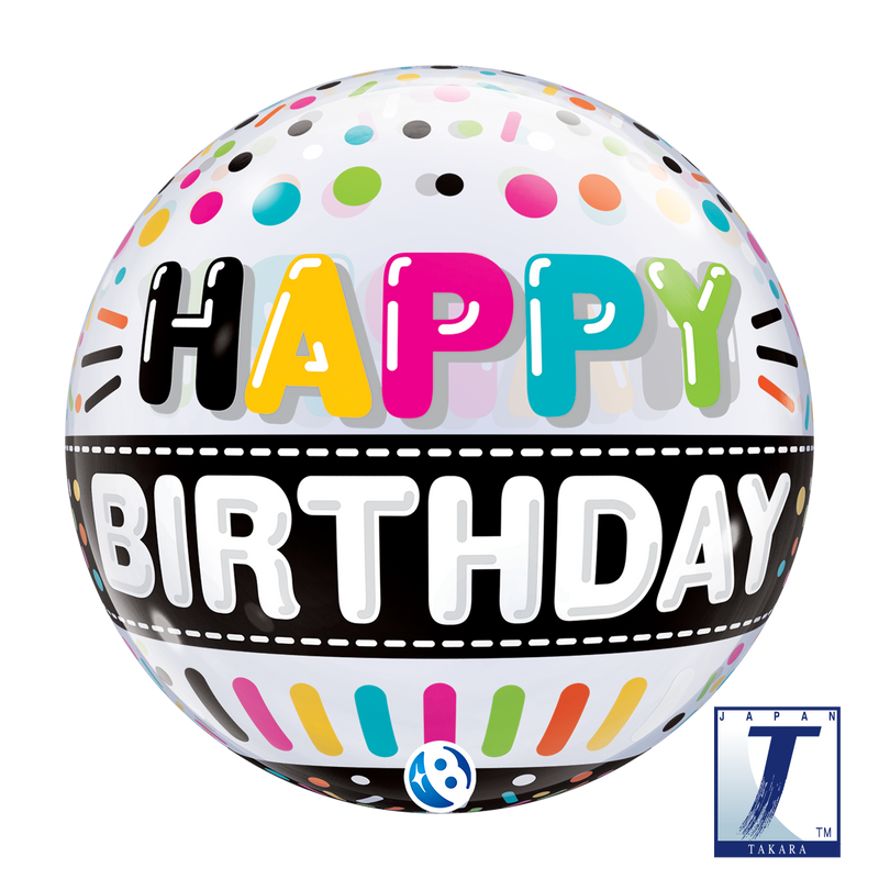 22" SINGLE BUBBLE BIRTHDAY BLACK BAND