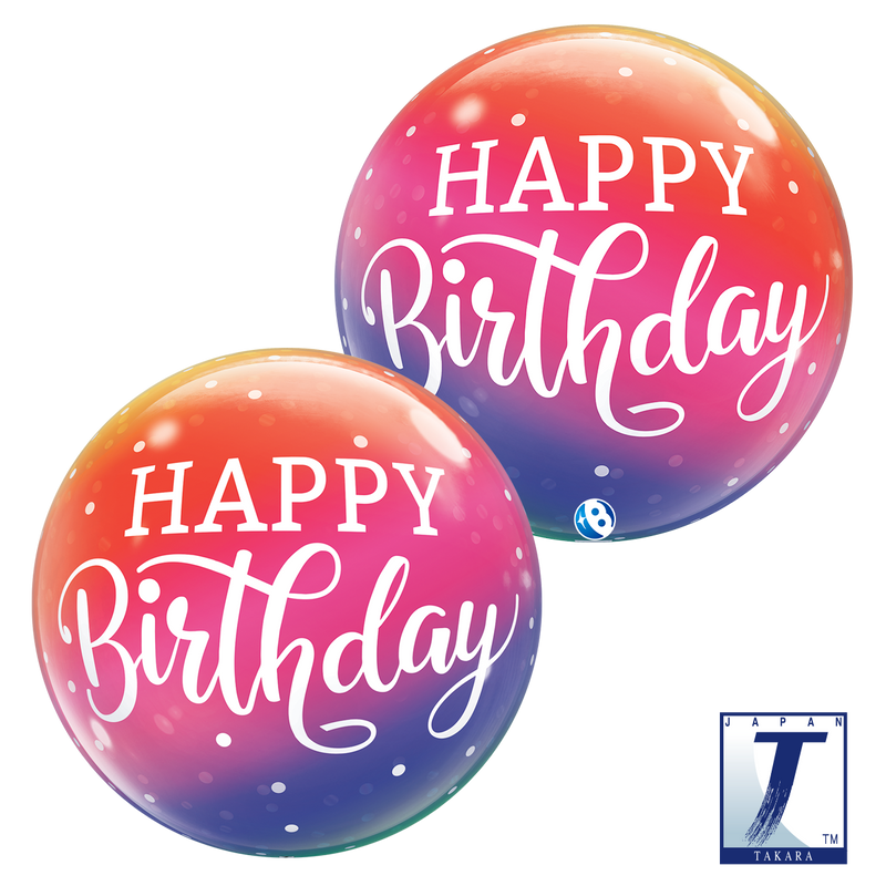 22" SINGLE BUBBLE BIRTHDAY OMBRE & DOTS