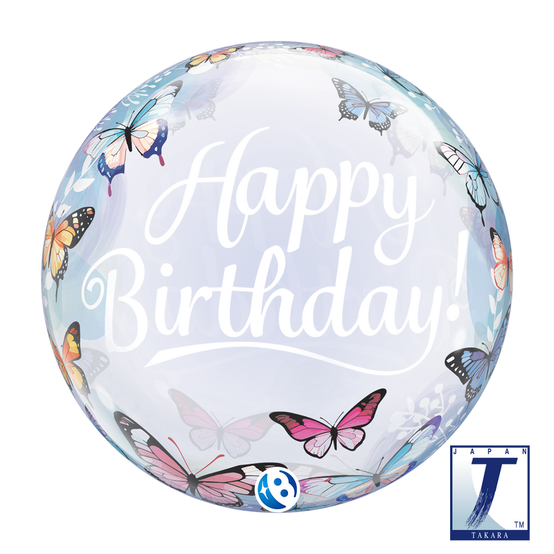 22" SINGLE BUBBLE BIRTHDAY SOFT BUTTERFLIES