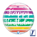 22" SINGLE BUBBLE BIRTHDAY BRIGHT RAINBOW STRIPES
