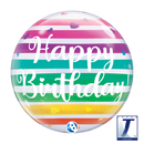 22" SINGLE BUBBLE BIRTHDAY BRIGHT RAINBOW STRIPES