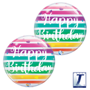 22" SINGLE BUBBLE BIRTHDAY BRIGHT RAINBOW STRIPES