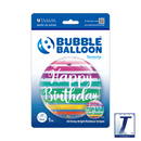 22" SINGLE BUBBLE BIRTHDAY BRIGHT RAINBOW STRIPES