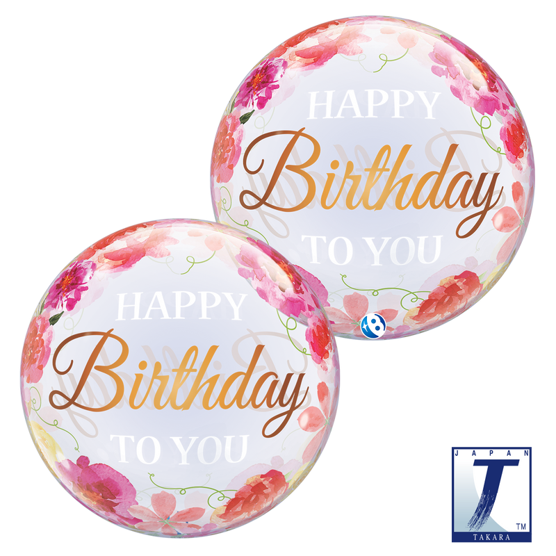 22" SINGLE BUBBLE BIRTHDAY TO YOU PINK PEONIES