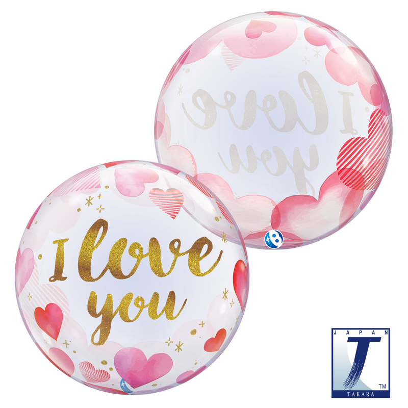 22" SINGLE BUBBLE I LOVE YOU PAPER HEARTS
