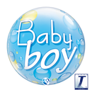 22" SINGLE BUBBLE BABY BOY BLUE CONFETTI DOTS