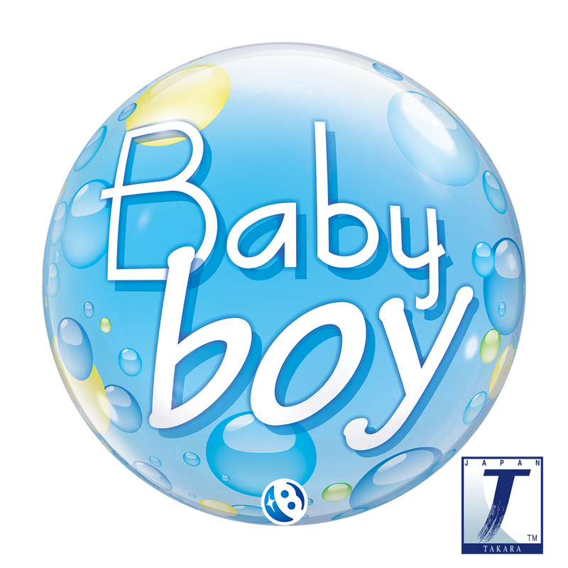 22" SINGLE BUBBLE BABY BOY BLUE CONFETTI DOTS