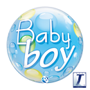 22" SINGLE BUBBLE BABY BOY BLUE CONFETTI DOTS