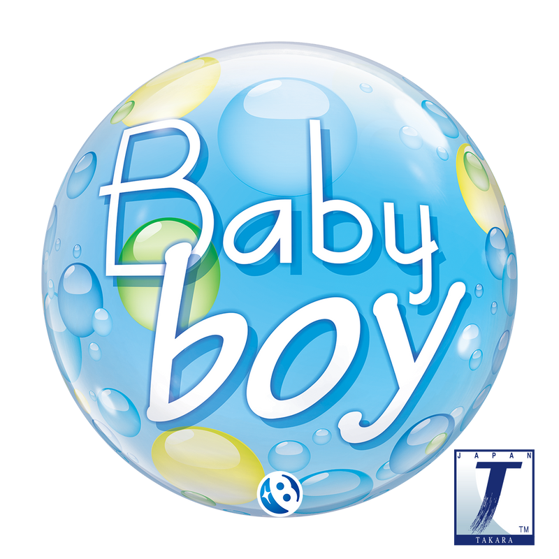 22" SINGLE BUBBLE BABY BOY BLUE CONFETTI DOTS