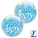 22" SINGLE BUBBLE BABY BOY BLUE CONFETTI DOTS