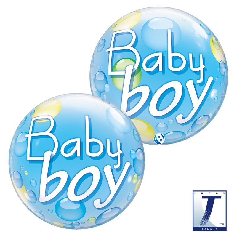 22" SINGLE BUBBLE BABY BOY BLUE CONFETTI DOTS