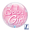 22" SINGLE BUBBLE BABY GIRL PINK CONFETTI DOTS