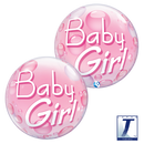 22" SINGLE BUBBLE BABY GIRL PINK CONFETTI DOTS