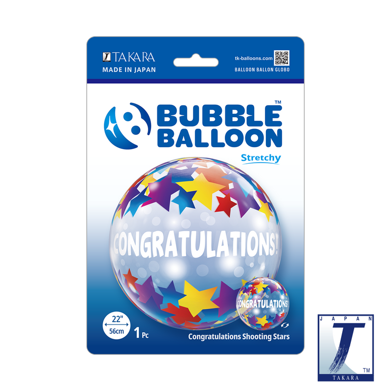 22" SINGLE BUBBLE CONGRATULATIONS SHOOTING STARS