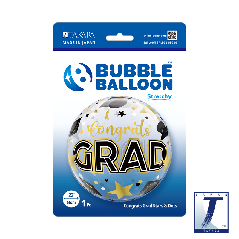 22" SINGLE BUBBLE CONGRATS GRAD STARS & DOTS