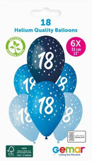 13" GEMAR RETAIL LATEX AGE 18 BLUES (6 BALLOONS PER PACK)