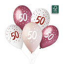 13" GEMAR RETAIL LATEX AGE 50 PINKS (6 BALLOONS PER PACK)