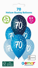 13" GEMAR RETAIL LATEX AGE 70 BLUES (6 BALLOONS PER PACK)