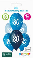 13" GEMAR RETAIL LATEX AGE 80 BLUES (6 BALLOONS PER PACK)