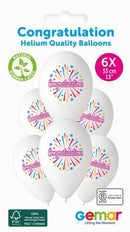 13" GEMAR RETAIL LATEX CONGRATULATIONS (6 BALLOONS PER PACK)