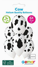 13" GEMAR RETAIL LATEX COW PRINT (6 BALLOONS PER PACK)