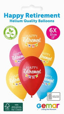 13" GEMAR RETAIL LATEX HAPPY RETIREMENT GARLAND (6 BALLOONS PER PACK)