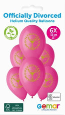 13" GEMAR RETAIL LATEX OFFICALLY DIVORCED (6 BALLOONS PER PACK)