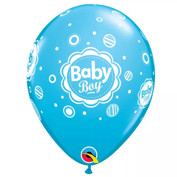 11" QUALATEX RETAIL LATEX BABY BOY (6 BALLOONS PER PACK)