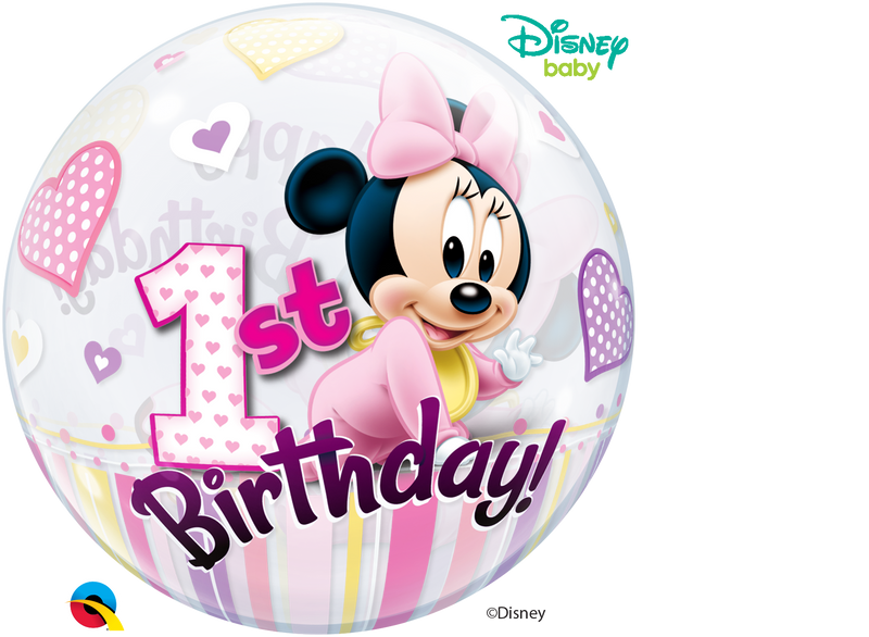 22" DISNEY BUBBLE MINNIE MOUSE 1ST BIRTHDAY