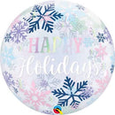 22" SINGLE BUBBLE HAPPY HOLIDAYS SNOWFLAKES