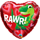 18" HEART VALENTINE'S DINO RAWR FOIL