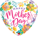 18" HEART MOTHER'S DAY SPRING FLORAL FOIL