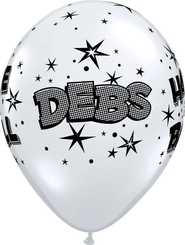 13" DIAMOND CLEAR DEBS 'HAVE A BALL' LATEX BLACK PRINT (25 PER BAG)