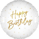 18" ELEGANT SPARKLE WHITE HAPPY BIRTHDAY HOLOGRAPHIC FOIL